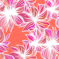 Fototapeta na wymiar Bright fantasy flowers. Vector seamless pattern