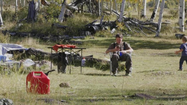 Family camping on the elk hunt