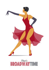 That's Broadway Time! Elegant and sexy woman dancing jazz