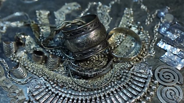 Silver jewelry. Lot of Beautiful Oriental Silver, Gold (Indian, Arab, African). Fashion Ethno Accessories, Asian Bridal jewelry. Tribal Moroccan belly Dance Jewelry. Necklace, Earrings, Bracelets.