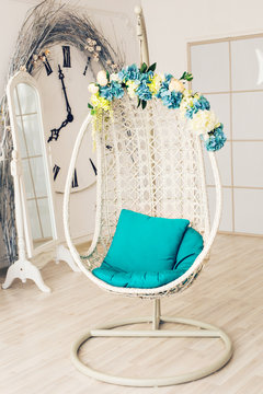 round and comfort chair on beautiful interior