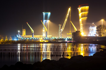 Night view of Black Sea, port of  Poti,  Georgia © k_samurkas