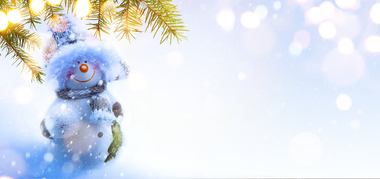 Art Christmas background with Christmas tree and holidays orname © Konstiantyn