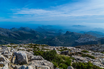 Beautiful panorama from the GR 221 Tramuntana mountains, Mallorca, Spain