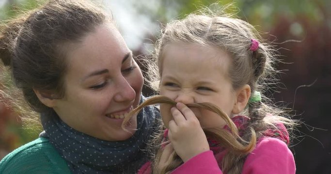 Close up Girl With Mom