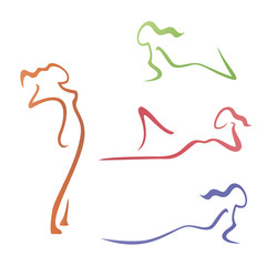 Obraz premium Set of beautiful women silhouettes