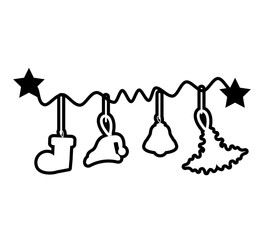 merry christmas decoration hanging icon vector illustration design
