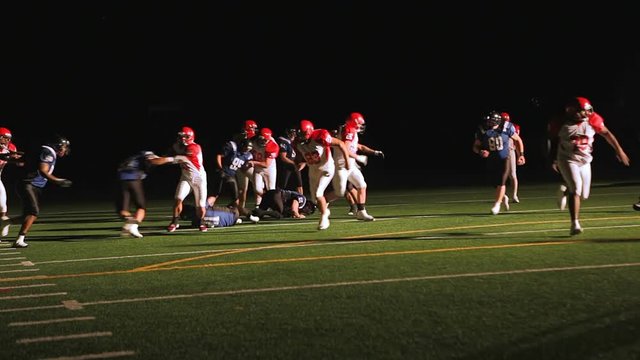 a football player running down the field trying to score a touchdown
