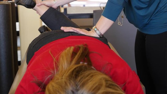 Woman during physical therapy
