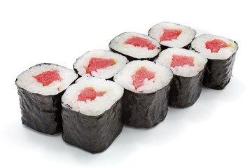 Japanese seafood sushi , roll on a white, isolated