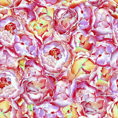 Handwork Watercolor Seamless Pattern with Pink Peonies - 126306722