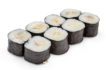 Japanese seafood sushi , roll on a white, isolated