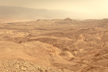 Fototapeta na wymiar Desert mountains valley landscape view, Israel traveling nature.