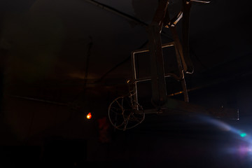 Trap hanging in dimly lit basement