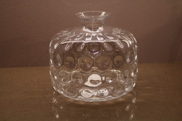 Glass decanter on a marble table