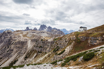 Auronzo refuge and Cadini di Misurina range, Dolomite Alps