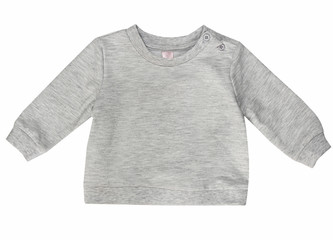 Blank grey baby child's shirt isolated.