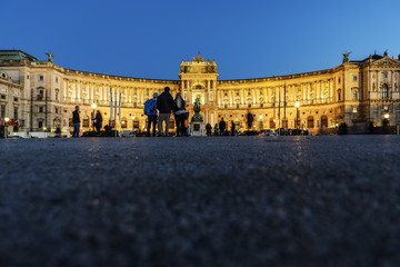 Fototapeta na wymiar Illuminated National Library Vienna