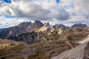 Mountains Panorama of the Dolomites with clouds