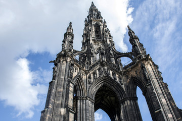 Fototapeta na wymiar Edinburgh city historic Scott Monument sunny Day 2