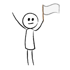 Person hisst weiße Flagge