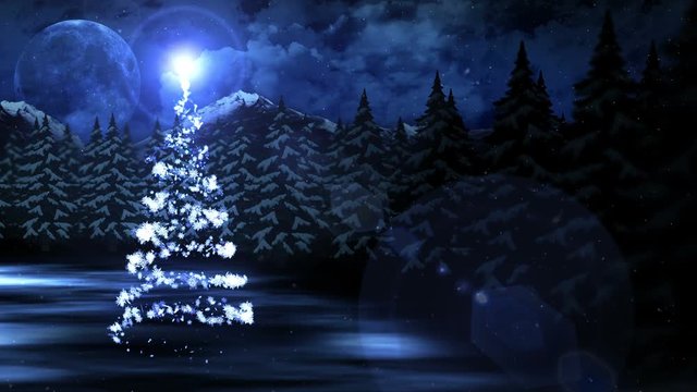 雪 クリスマス 新年 月 もみの木 リピート