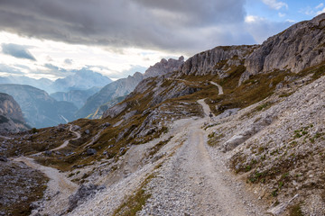 Fototapeta na wymiar Mountains Panorama of the Dolomites with clouds