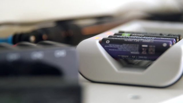 Batteries in a batter recharger