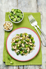 Brussels sprouts cashew brown rice