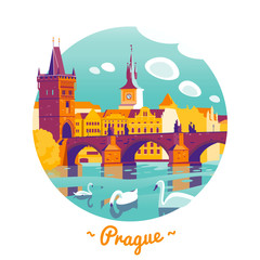 Prague Charles Bridge vector Illustration