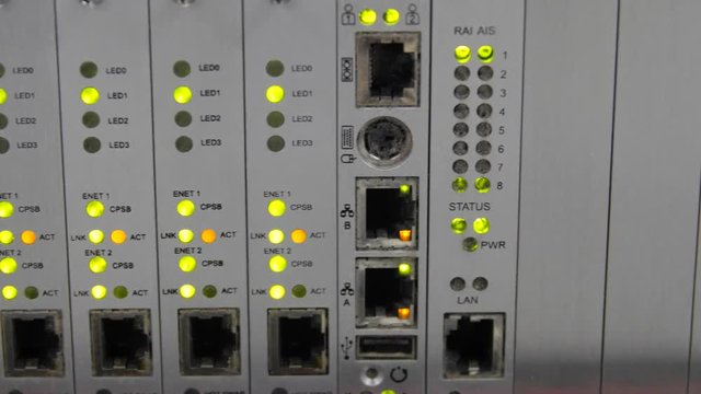 Lights blinking on a telecomunnications server