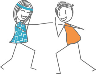 Une femme et un homme pratique un sport de combat 