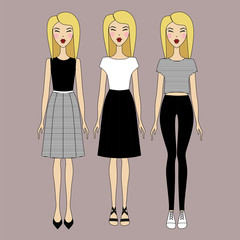 young woman in fashionable clothes. Girl in dress. casual wear.