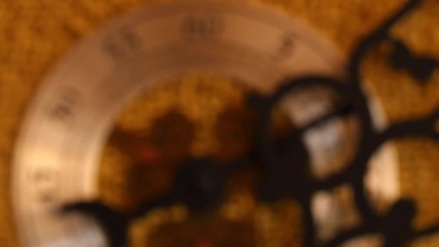 Closeup dolly shot  of second hand on grandfather clock