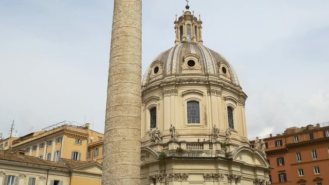 summer day rome city santa maria di loreto basilica column panorama 4k italy
