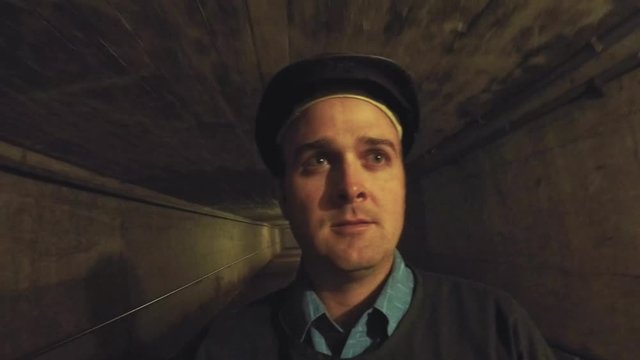 Tourist inside the coal mine at glace bay