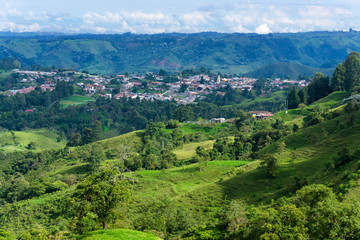 Fototapeta na wymiar Beautiful Landscape and Salento, Colombia