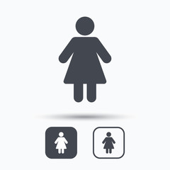 Woman icon. Female human symbol. User sign. Square buttons with flat web icon on white background. Vector