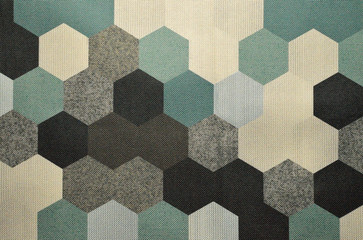 Background of colored hexagons fabric
