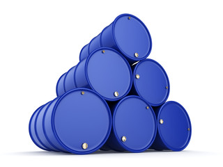 3D rendering blue barrels