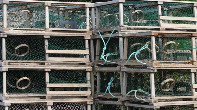 Lobster traps in storage