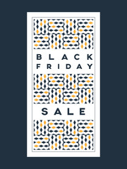 Black friday sale banner with geometric pattern background and modern fashionable style decoration.
