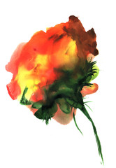 Watercolor hand drawn red fantasy flowers. For design, background and textile.