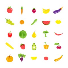 Icons set vegetarian products. Vector illustration.