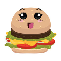 burger fast food kawaii style vector illustration design