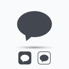 Speech bubble icon. Chat symbol. Square buttons with flat web icon on white background. Vector