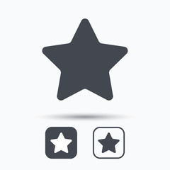 Star icon. Favorite or best sign. Web ranking symbol. Square buttons with flat web icon on white background. Vector