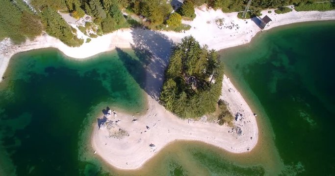 Aerial, Flight Over Amazing Lago Del Predil, Italian-Slovenian Border - Graded and stabilized version..Watch also for the native material, straight out of the camera.