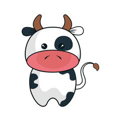 cute cow animal kawaii style vector illustration design