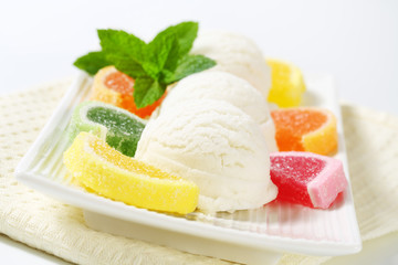 Ice cream with jelly candy